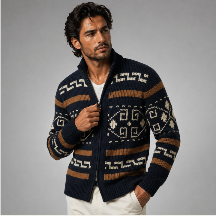 Olivier | Jacquard Knit Shawl Cardigan