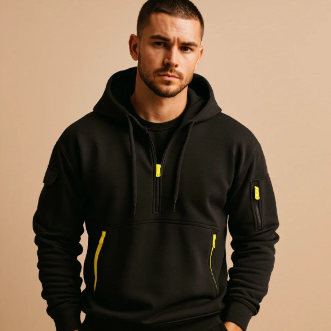 Firmin | Cotton Blend Half Zip Hoodie