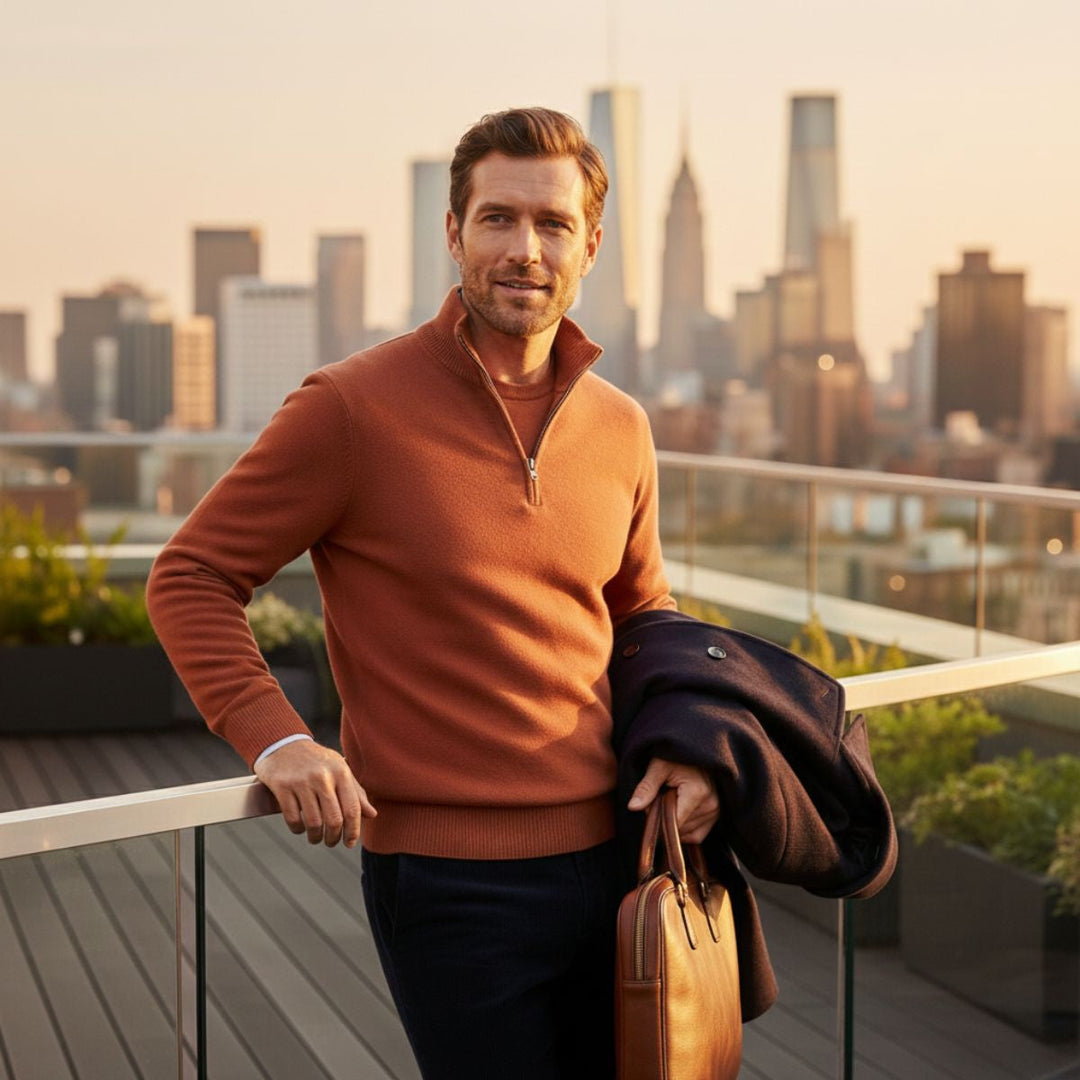 Corentin | Fine Cotton Quarter Zip Knit