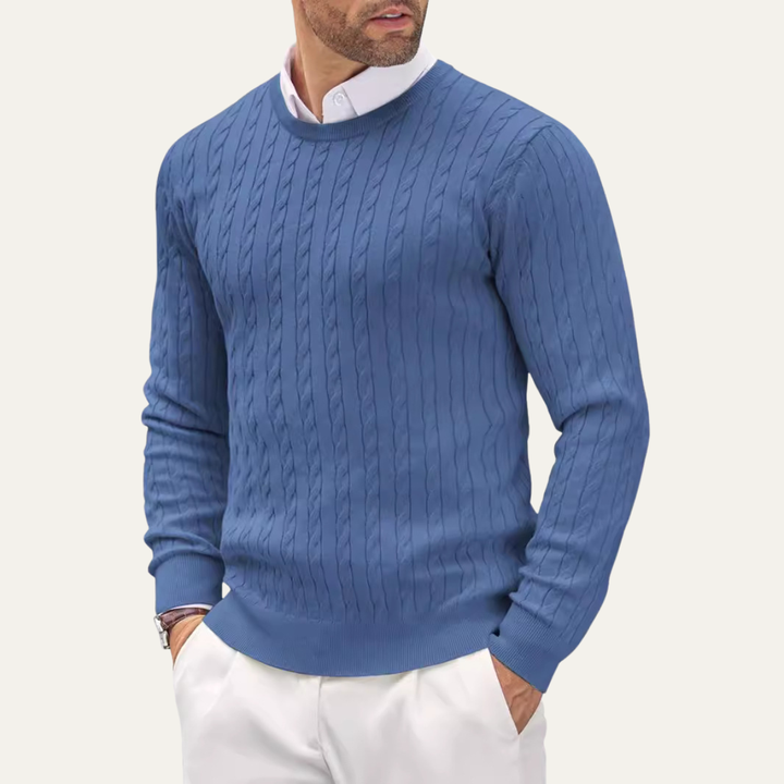 Mathias | Cable Knit Crew Neck Sweater