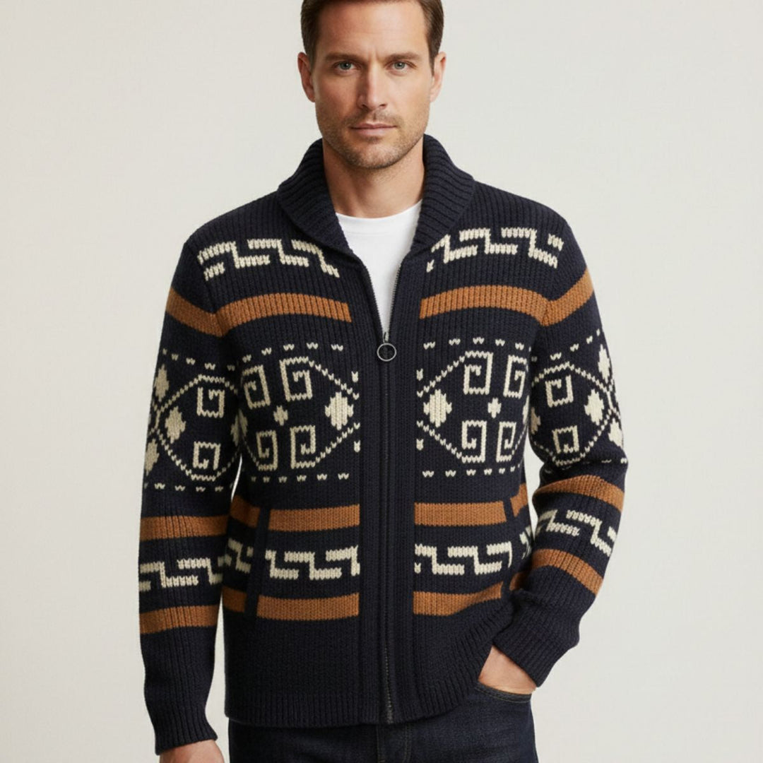 Mederic | Zip Shawl Collar Cardigan
