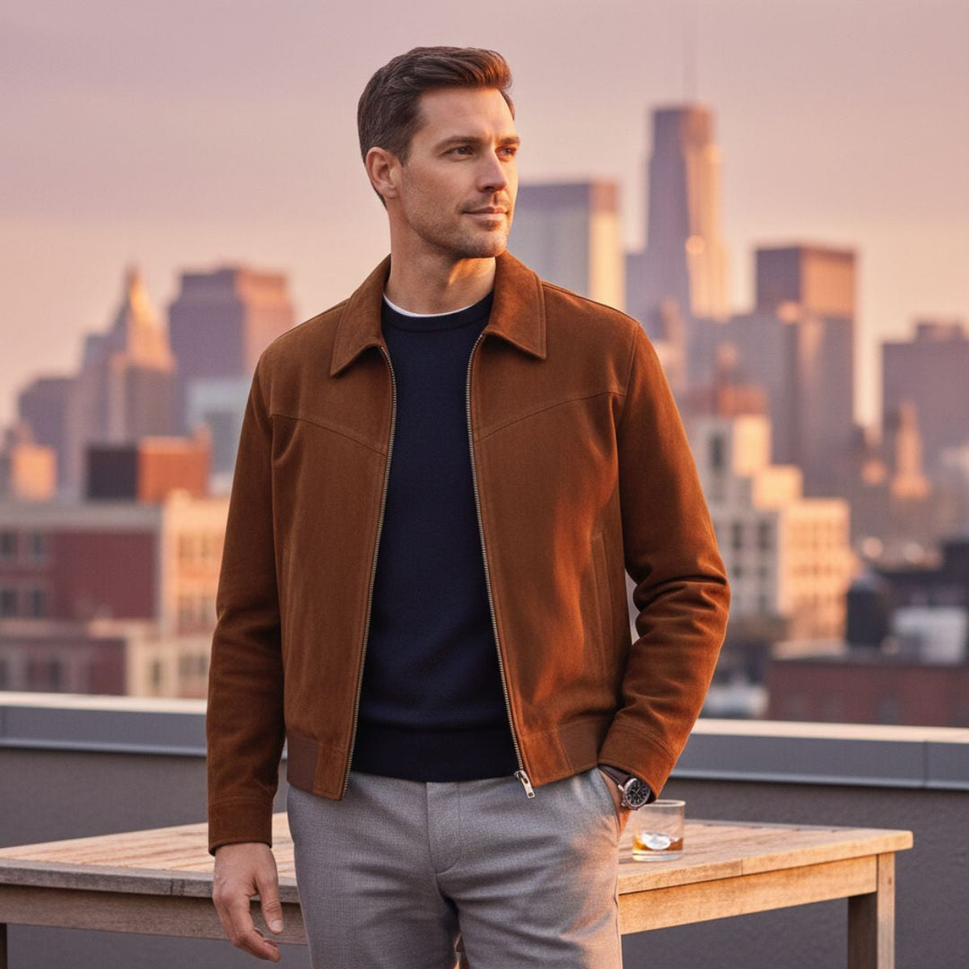 Odilon | Suede Leather Bomber Jacket