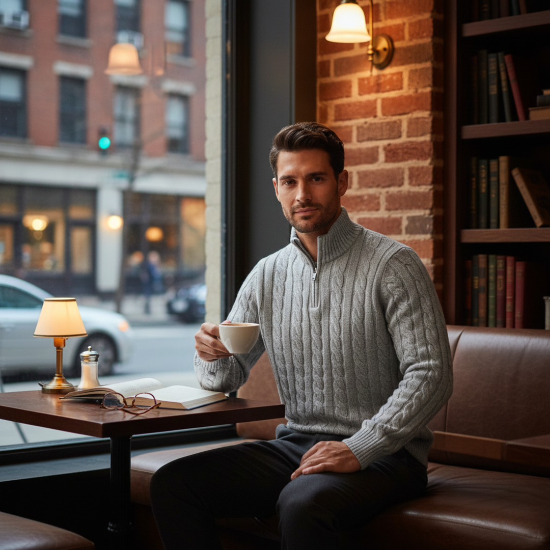 Laurier | Merino Cable Front Half Zip