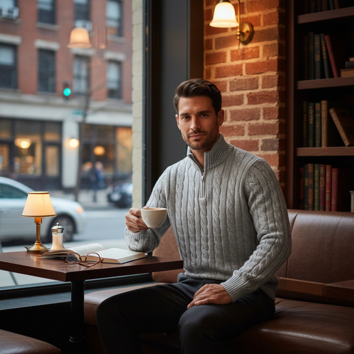 Laurier | Merino Cable Front Half Zip