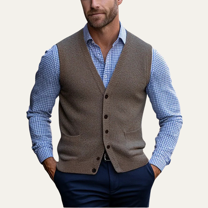 Esdras | Button Front Wool Knit Vest