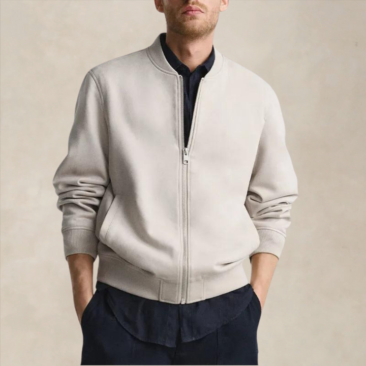 Damien | Brushed Cotton Zip Front Jacket