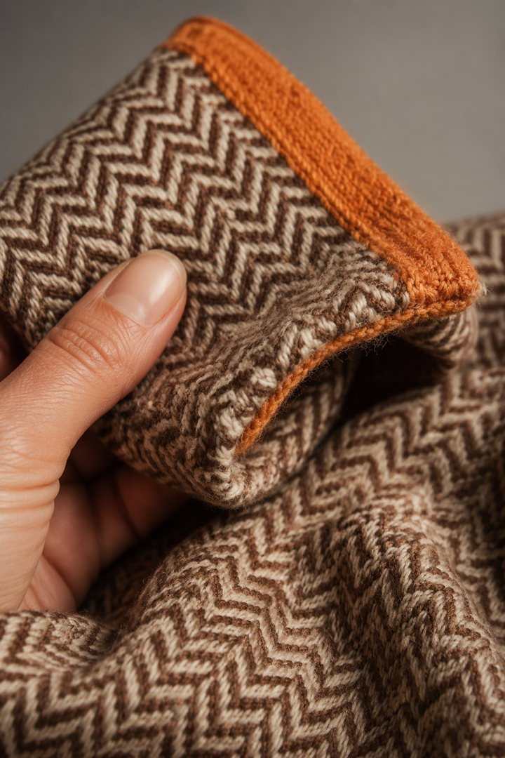 Elara | Turtleneck with Contrasting Stripes fabric texture close-up