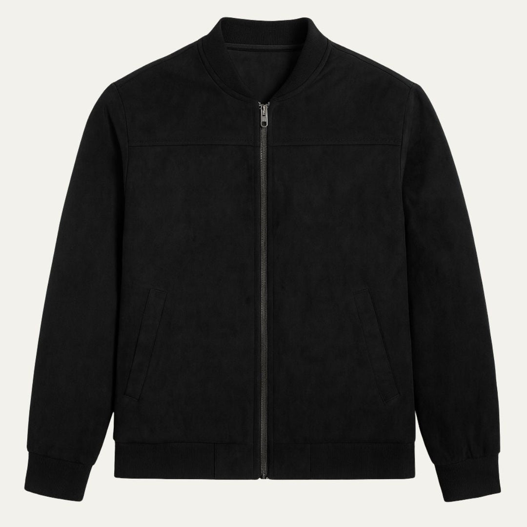 Theophile | Ribbed Cuff Faux Suede Jacket
