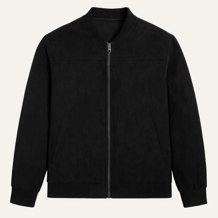 Theophile | Ribbed Cuff Faux Suede Jacket