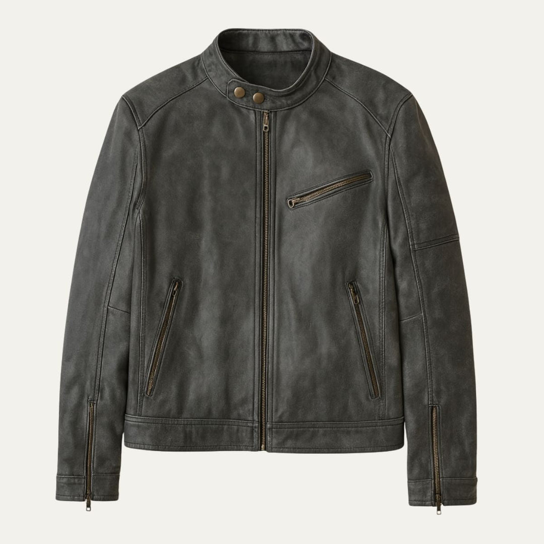 Gaspard | Leather Zip Biker Jacket