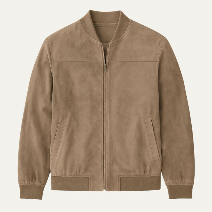 Theophile | Ribbed Cuff Faux Suede Jacket