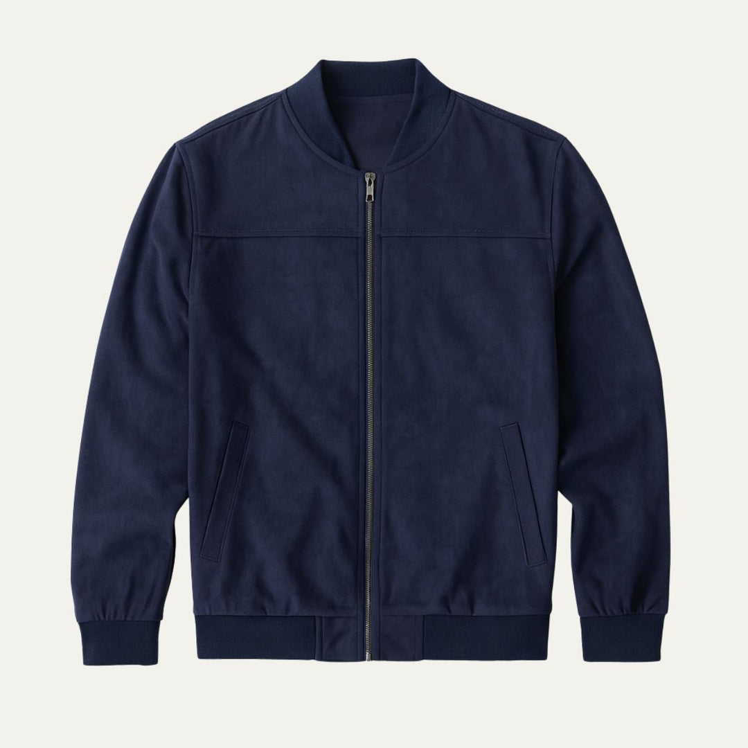 Theophile | Ribbed Cuff Faux Suede Jacket