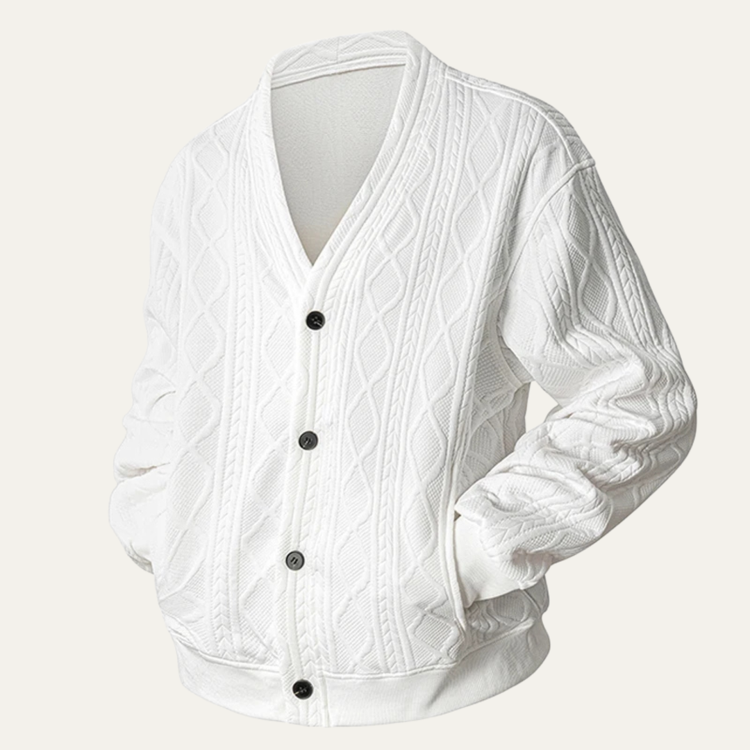 Guillaume | Diamond Cable V Neck Cardigan