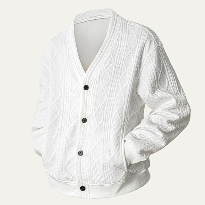 Guillaume | Diamond Cable V Neck Cardigan