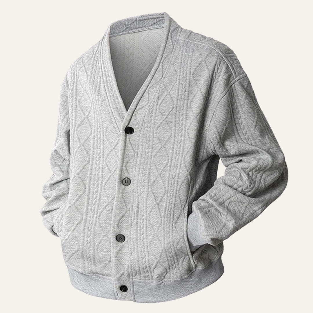 Guillaume | Diamond Cable V Neck Cardigan