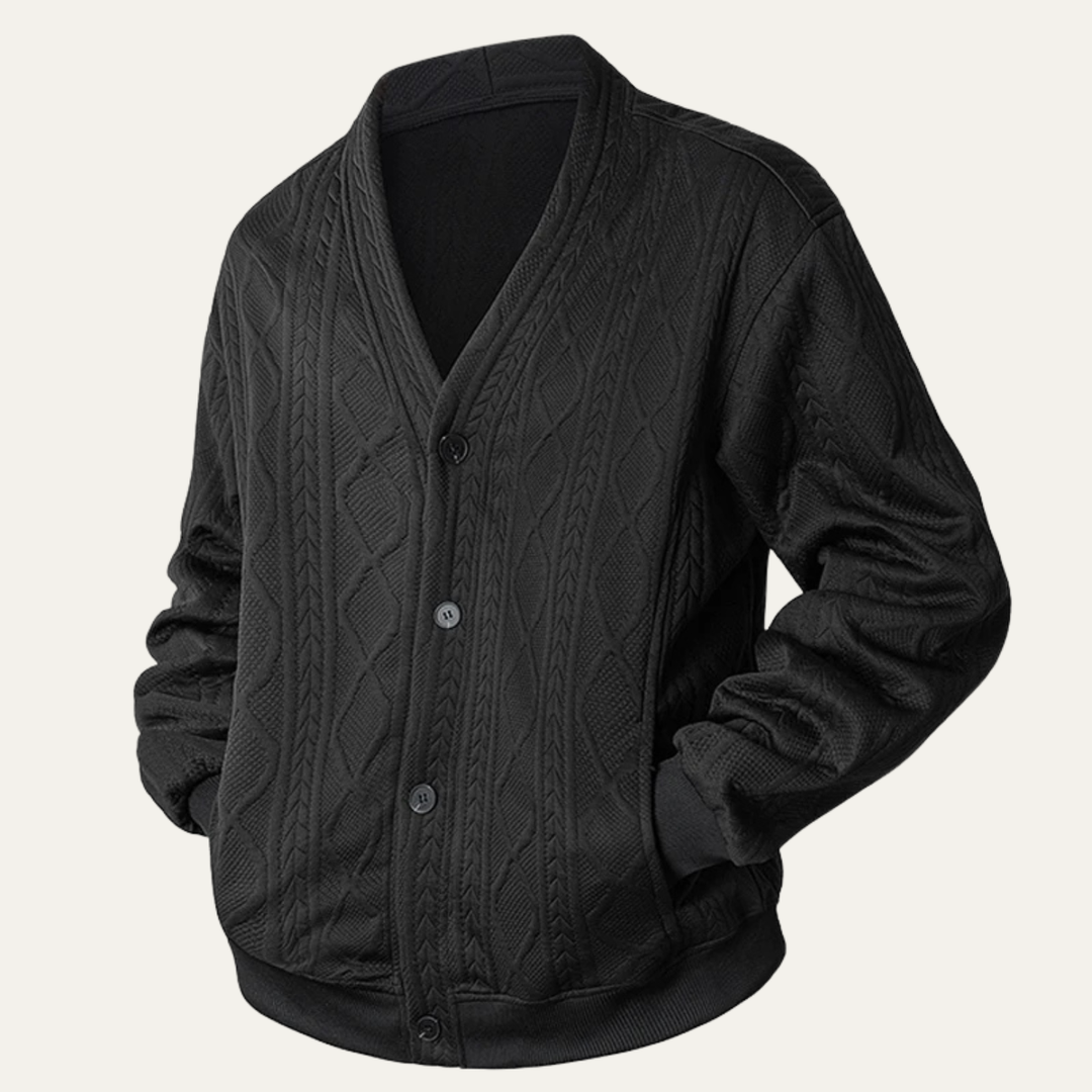Guillaume | Diamond Cable V Neck Cardigan