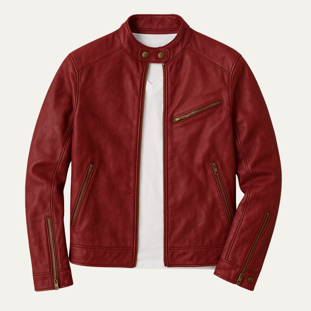 Gaspard | Leather Zip Biker Jacket