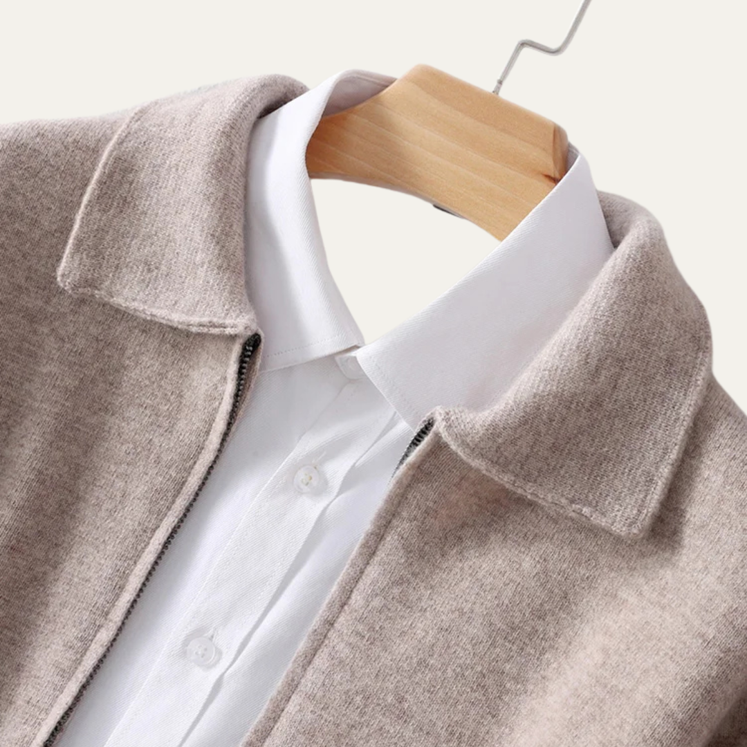 Aldege | 100% Wool Lapel Zip Cardigan