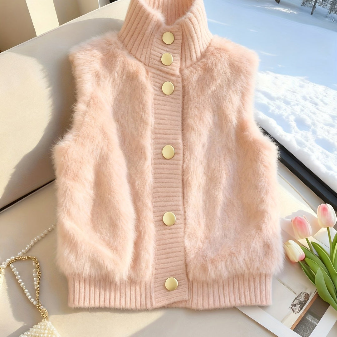 Ermeline | Faux Fur Stand Collar Vest