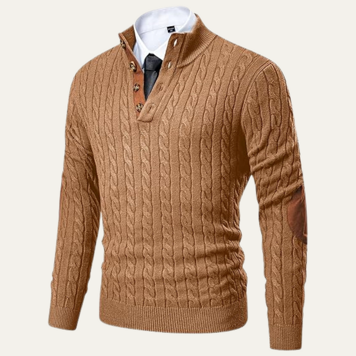 Roméo | Cable Knit Button Collar Sweater