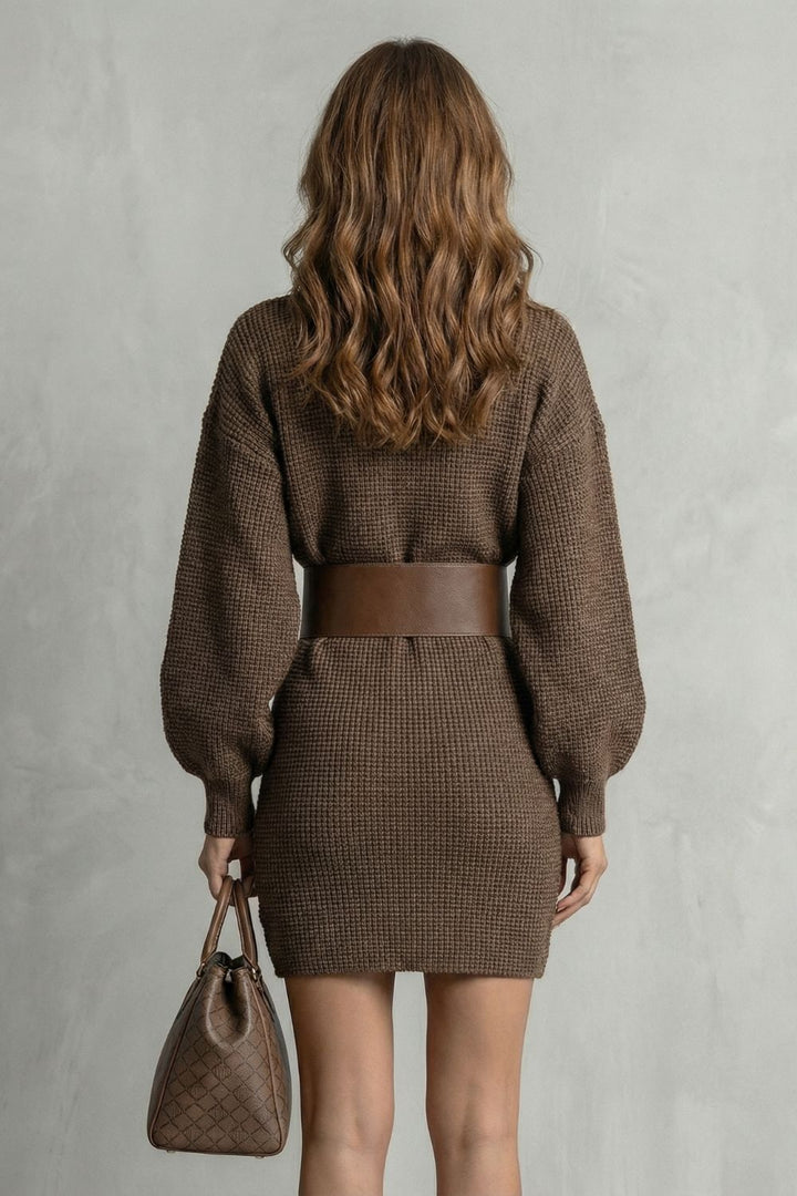 Anna | Belted Knit Dress, Above the Knee