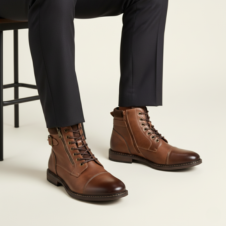 Achille | Cap Toe Leather Ankle Boot