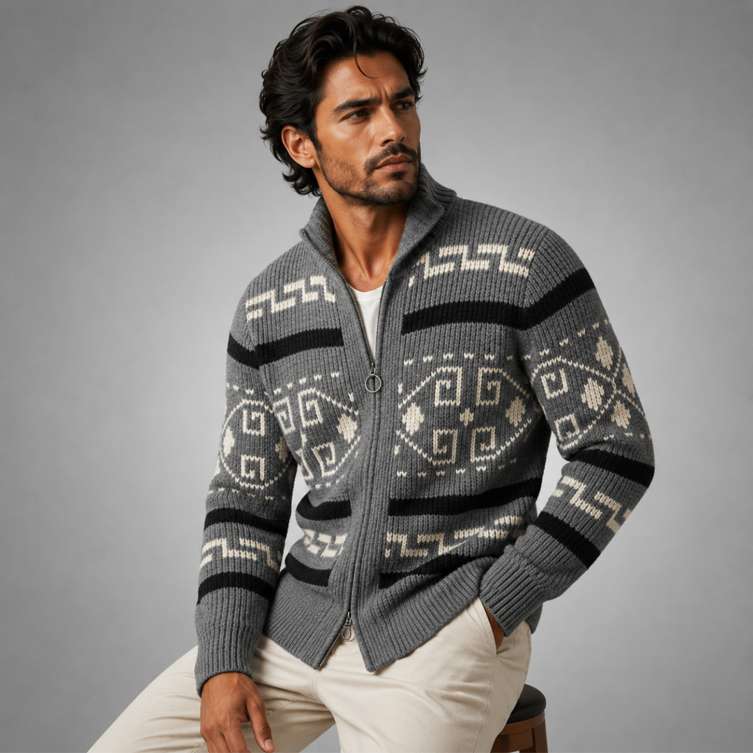 Olivier | Jacquard Knit Shawl Cardigan