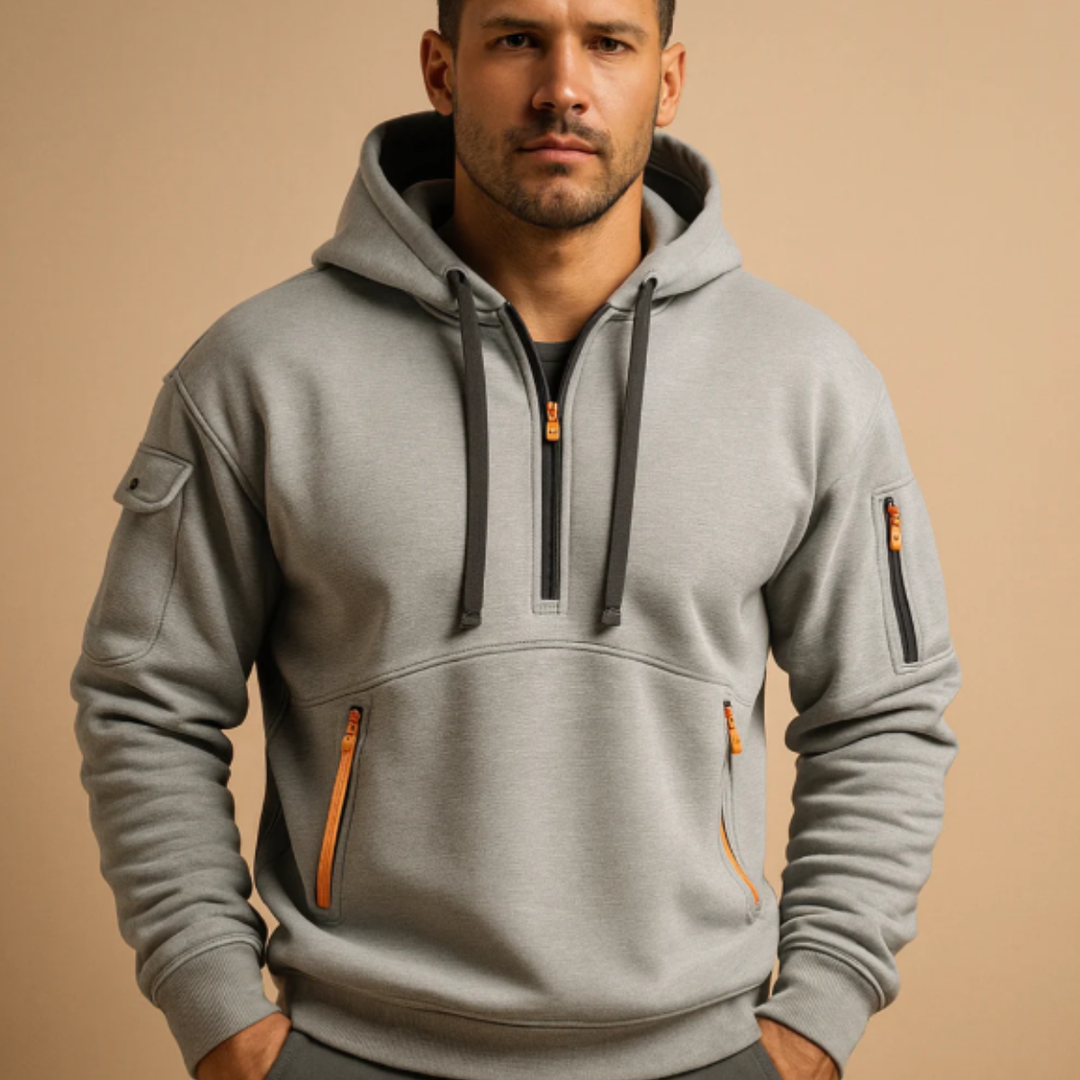 Firmin | Cotton Blend Half Zip Hoodie