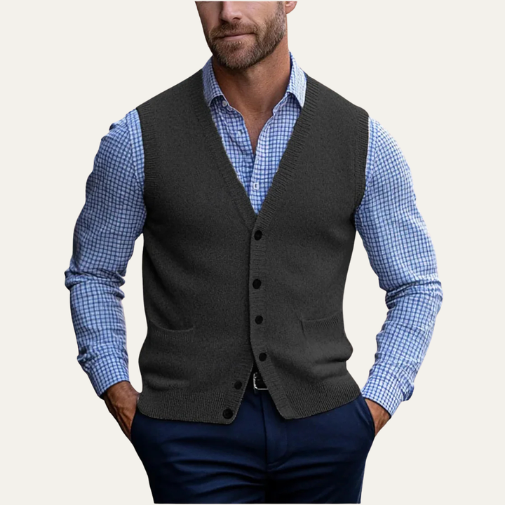 Esdras | Button Front Wool Knit Vest