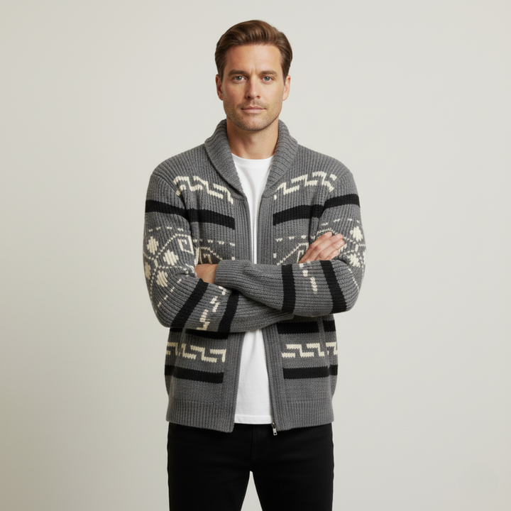 Urgel | Geometric Wool Blend Cardigan