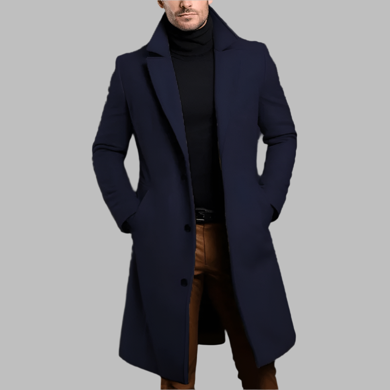 Urbain | Longline Wool Button Overcoat