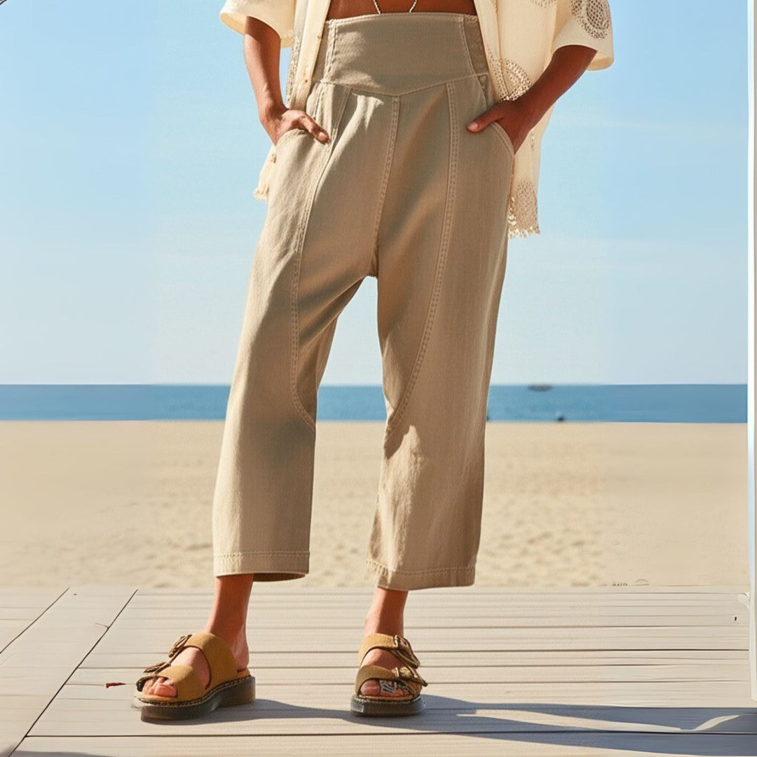 Palmyre | Curved Seam Cotton Linen Pants