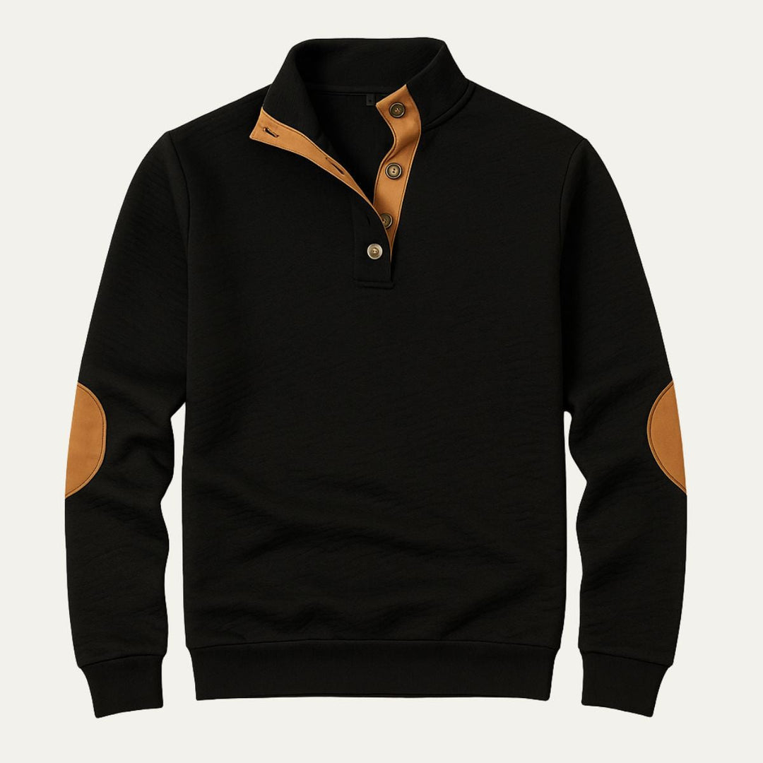 Landry | Leather Elbow Merino Zip Knit