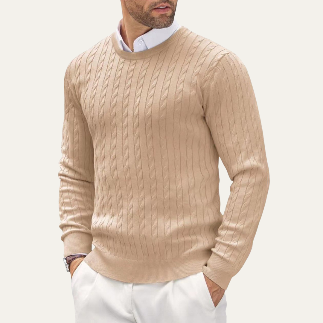 Mathias | Cable Knit Crew Neck Sweater