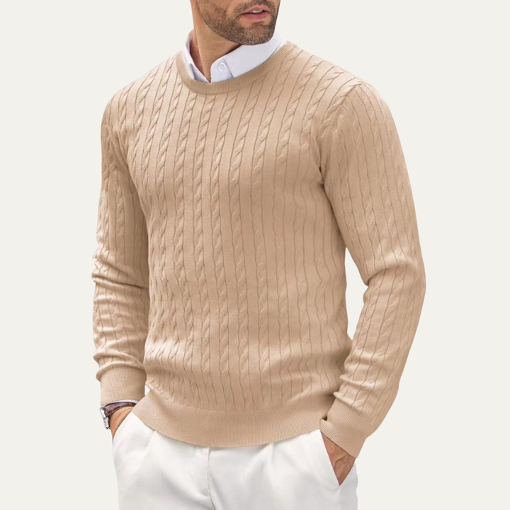 Mathias | Cable Knit Crew Neck Sweater