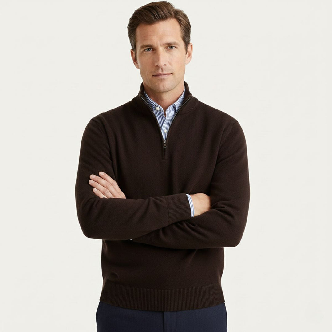 Corentin | Fine Cotton Quarter Zip Knit