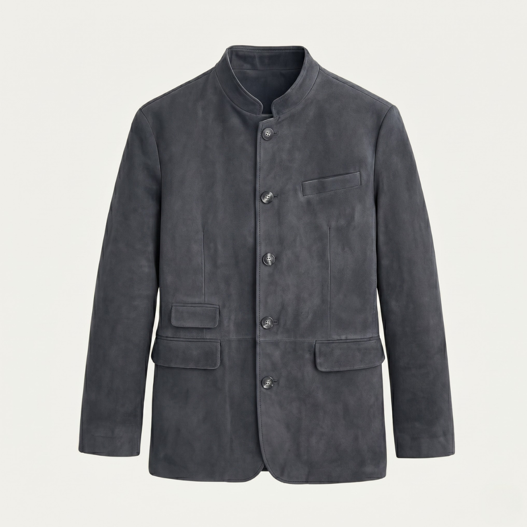 Rene | Suede Stand Collar Blazer