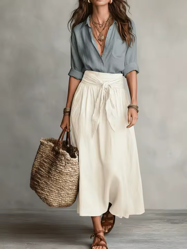 Isabeau | Satin Blouse and Skirt Set
