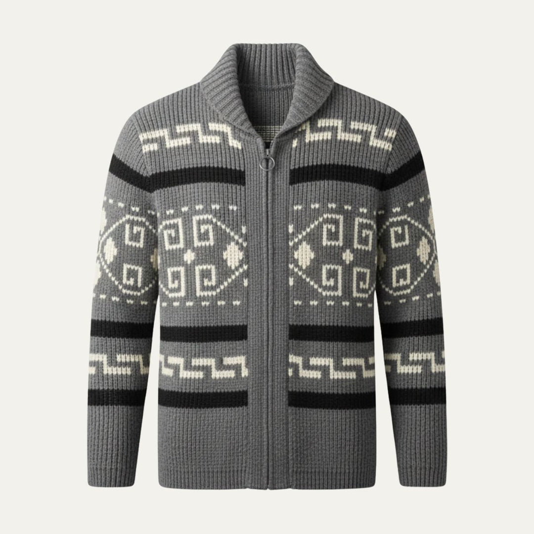 Olivier | Jacquard Knit Shawl Cardigan