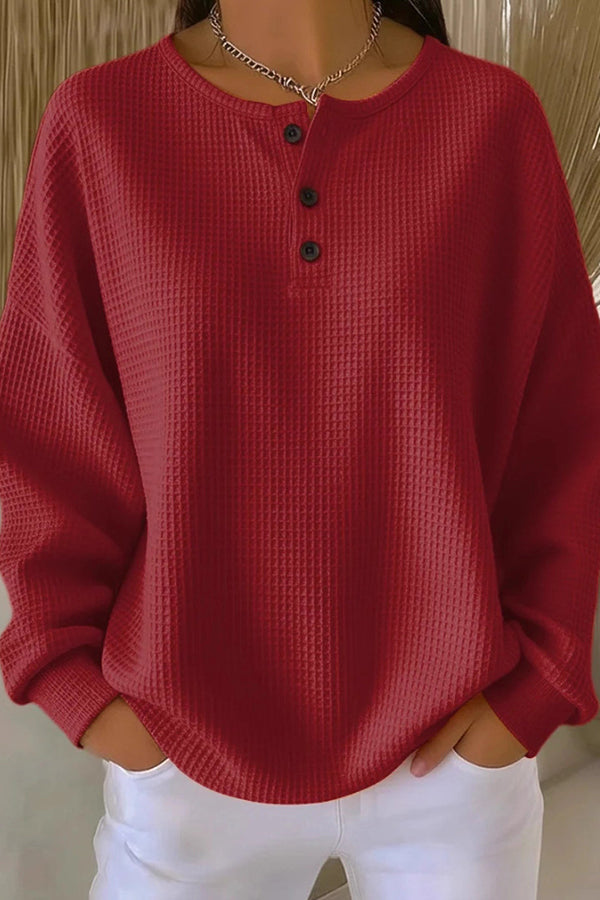 Toinette | Waffle Knit Henley Top
