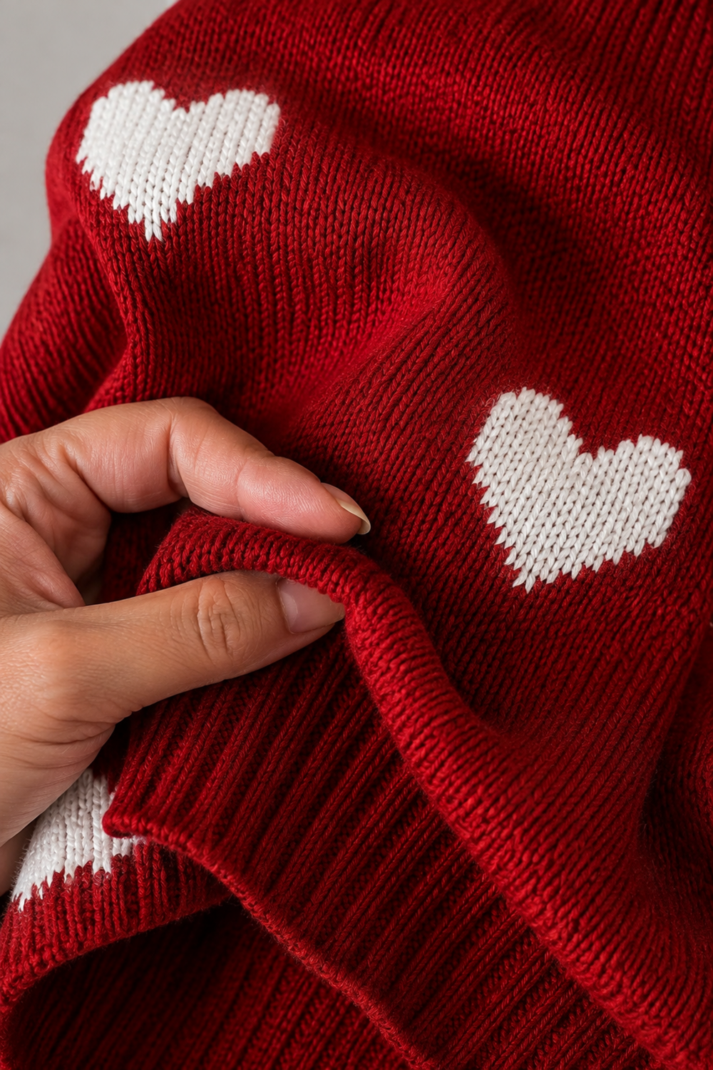 Savannah | Heart Pattern Cardigan fabric texture close-up