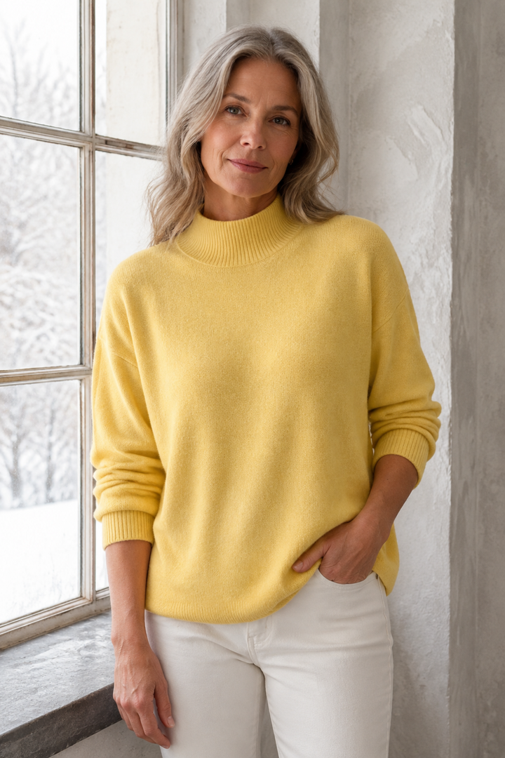 Piper | Drop Shoulder Mock Neck Sweater editorial product photograph