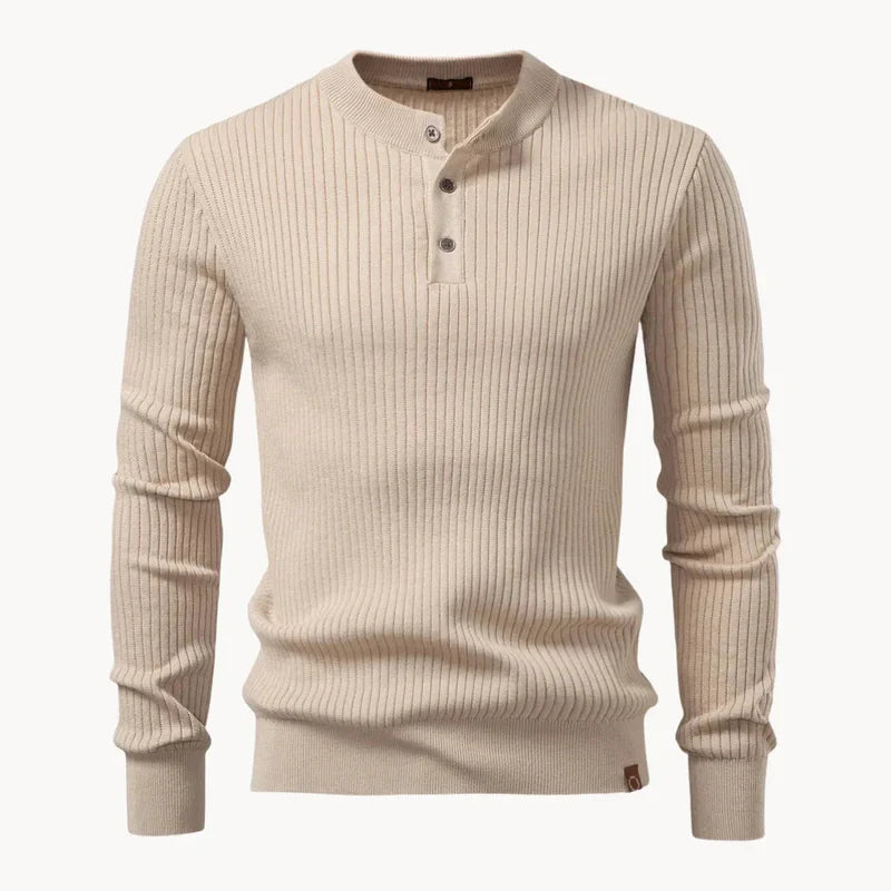 Mathieu | Ribbed Wool Henley Knit
