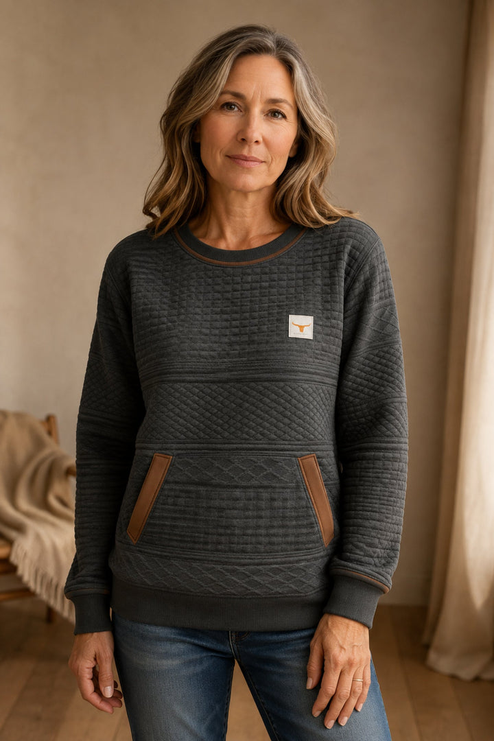 Sweatshirt with Round Neckline and Color Blocking editorial product photograph