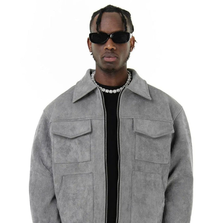 Rosario | Faux Suede Flap Pocket Jacket