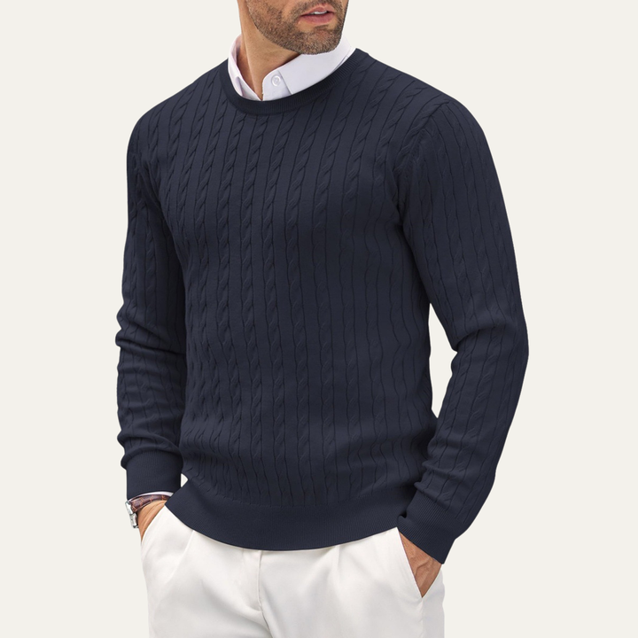 Mathias | Cable Knit Crew Neck Sweater