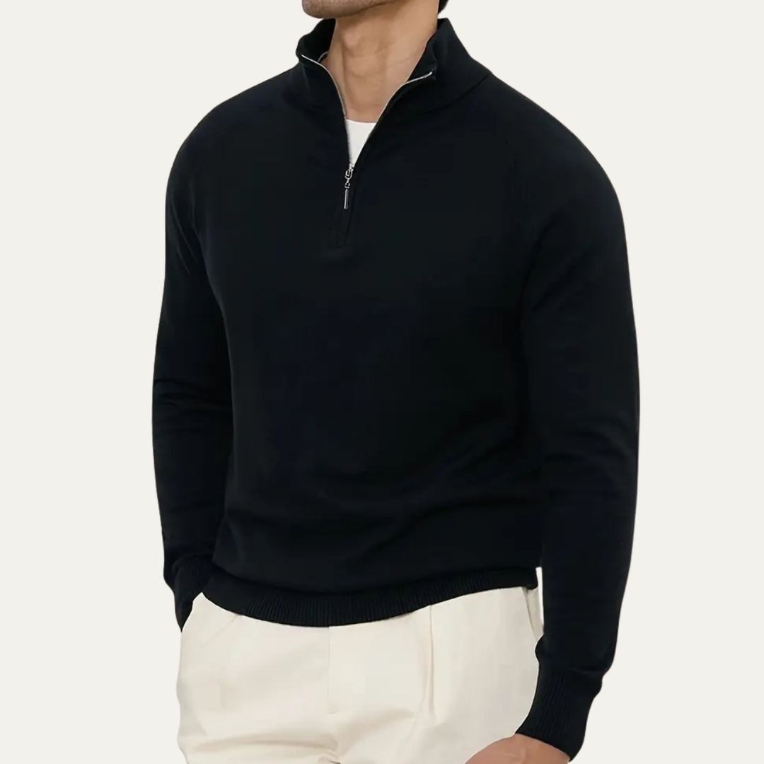 Valère | Cashmere Blend Half Zip Mock Neck