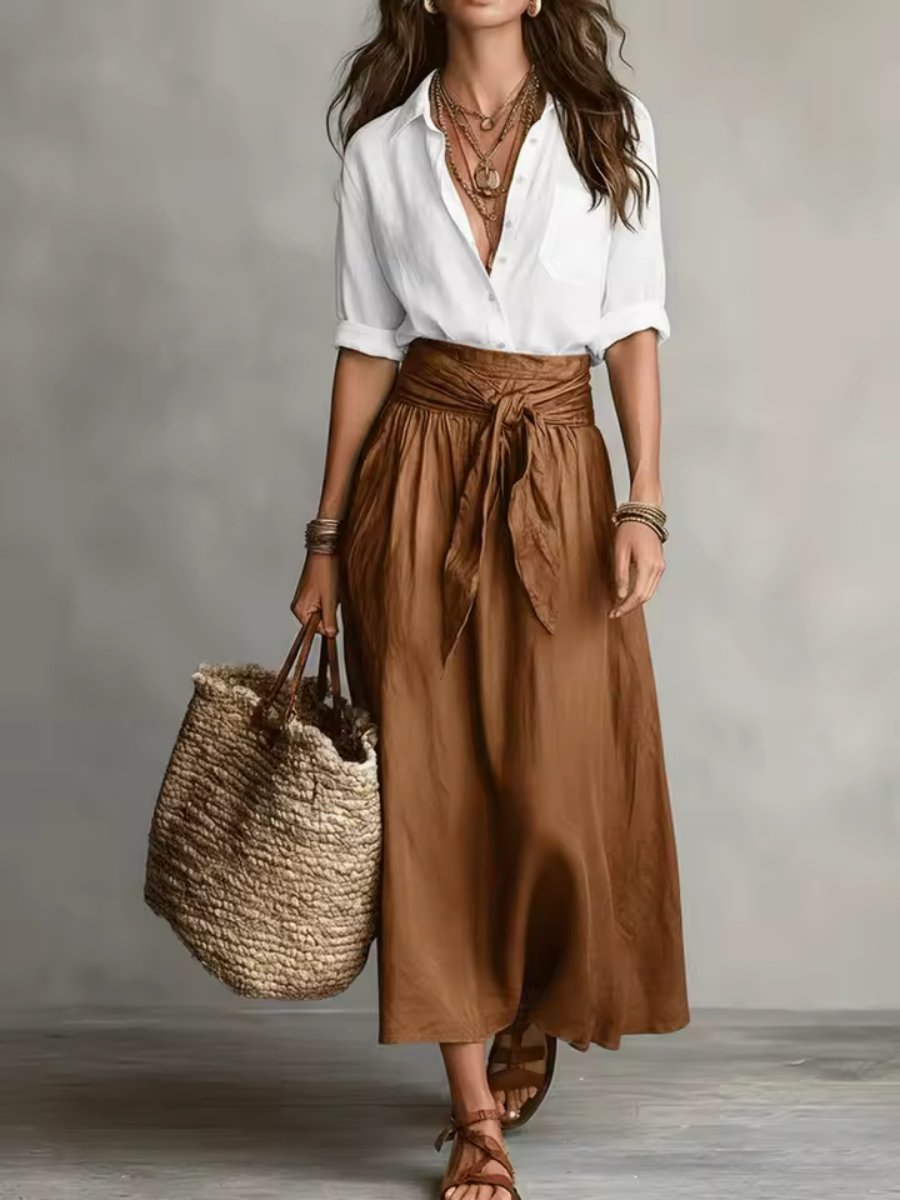 Isabeau | Satin Blouse and Skirt Set