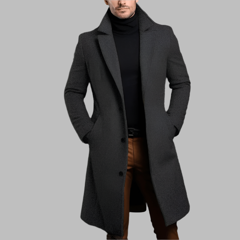 Urbain | Longline Wool Button Overcoat