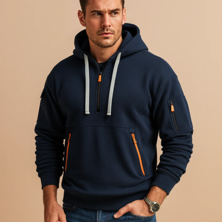 Firmin | Cotton Blend Half Zip Hoodie